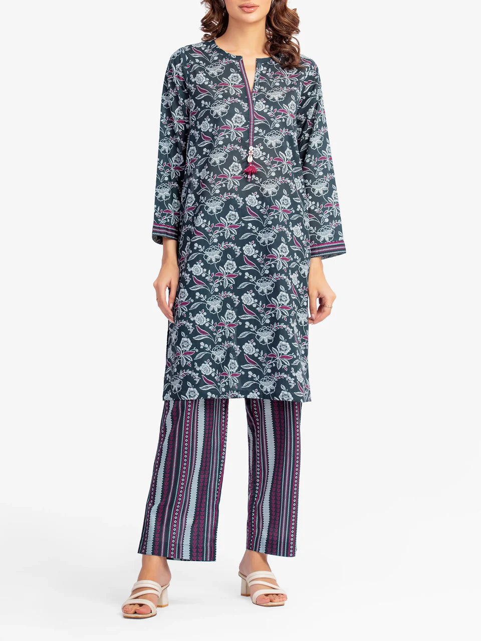 AJ Pret 2Pc Printed Lawn Shirt Trouser