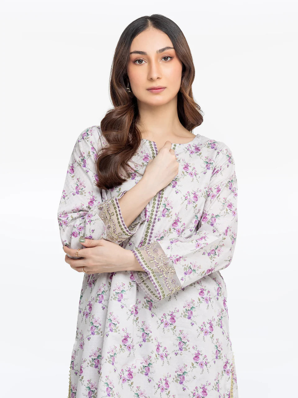 Pret 2Pc Embroidered Dobby Shirt Trouser