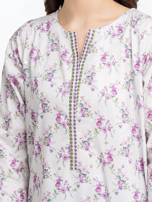 Pret 2Pc Embroidered Dobby Shirt Trouser