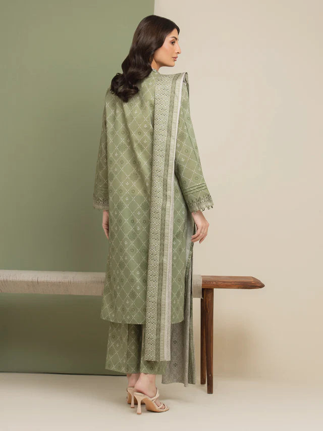 Unstitched Sage Green Printed Lawn 3 Piece
