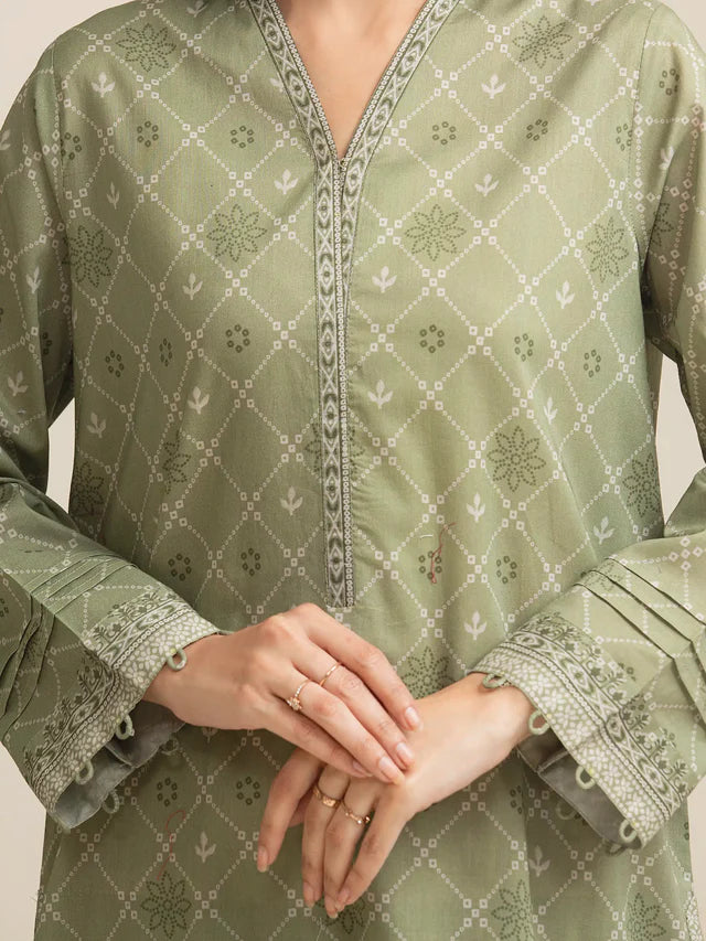 Unstitched Sage Green Printed Lawn 3 Piece