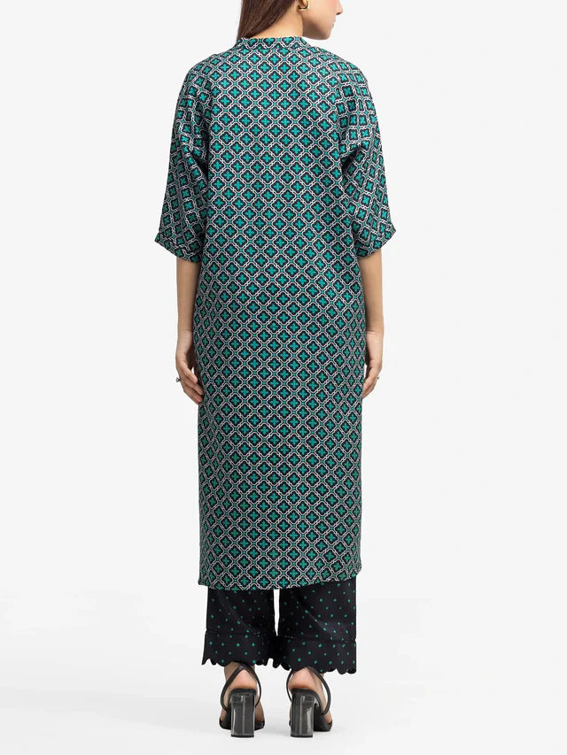 AJ Pret 2Pc Printed Viscose Shirt Trouser