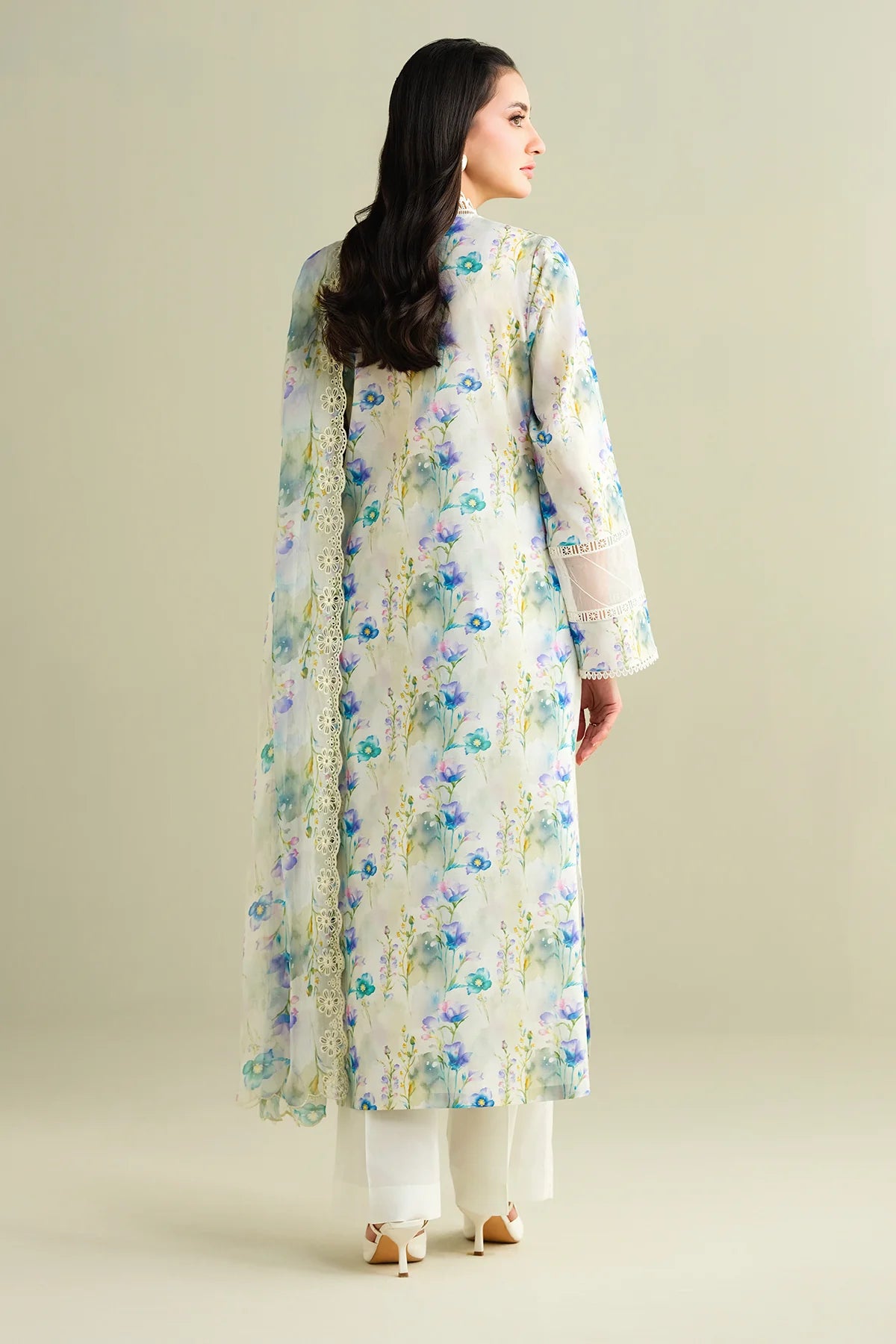 3 Piece - Printed & Embroidered Suit