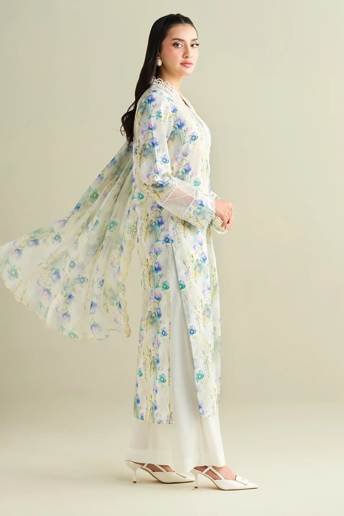 3 Piece - Printed & Embroidered Suit