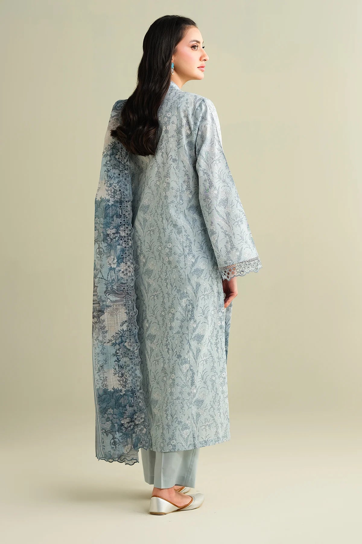 3 Piece - Printed & Embroidered Suit