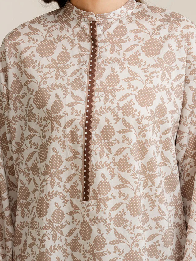 AJ Unstitched White Printed Lawn 3 Piece