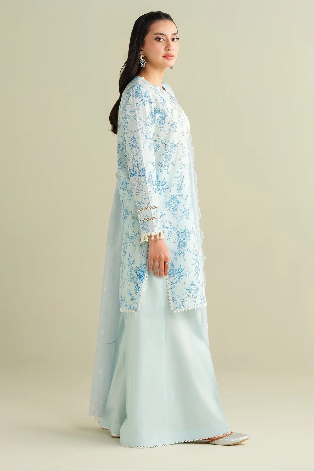 3 Piece - Printed & Embroidered Suit