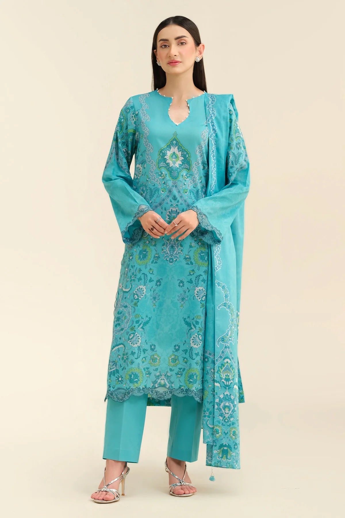 AJ 3 Piece - Printed & Embriodered Suit