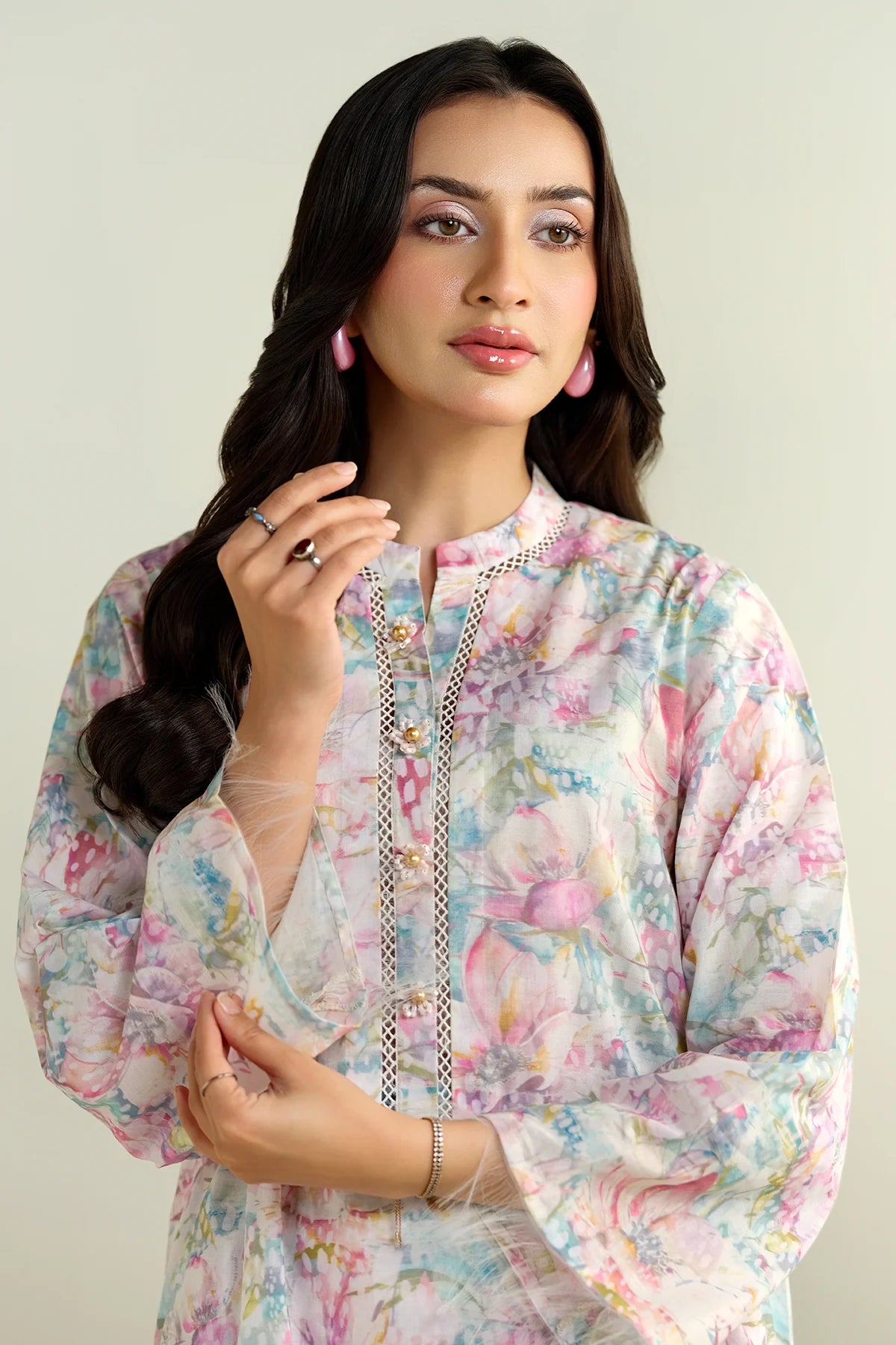 AJ Unstitched 2 Piece - Printed Suit