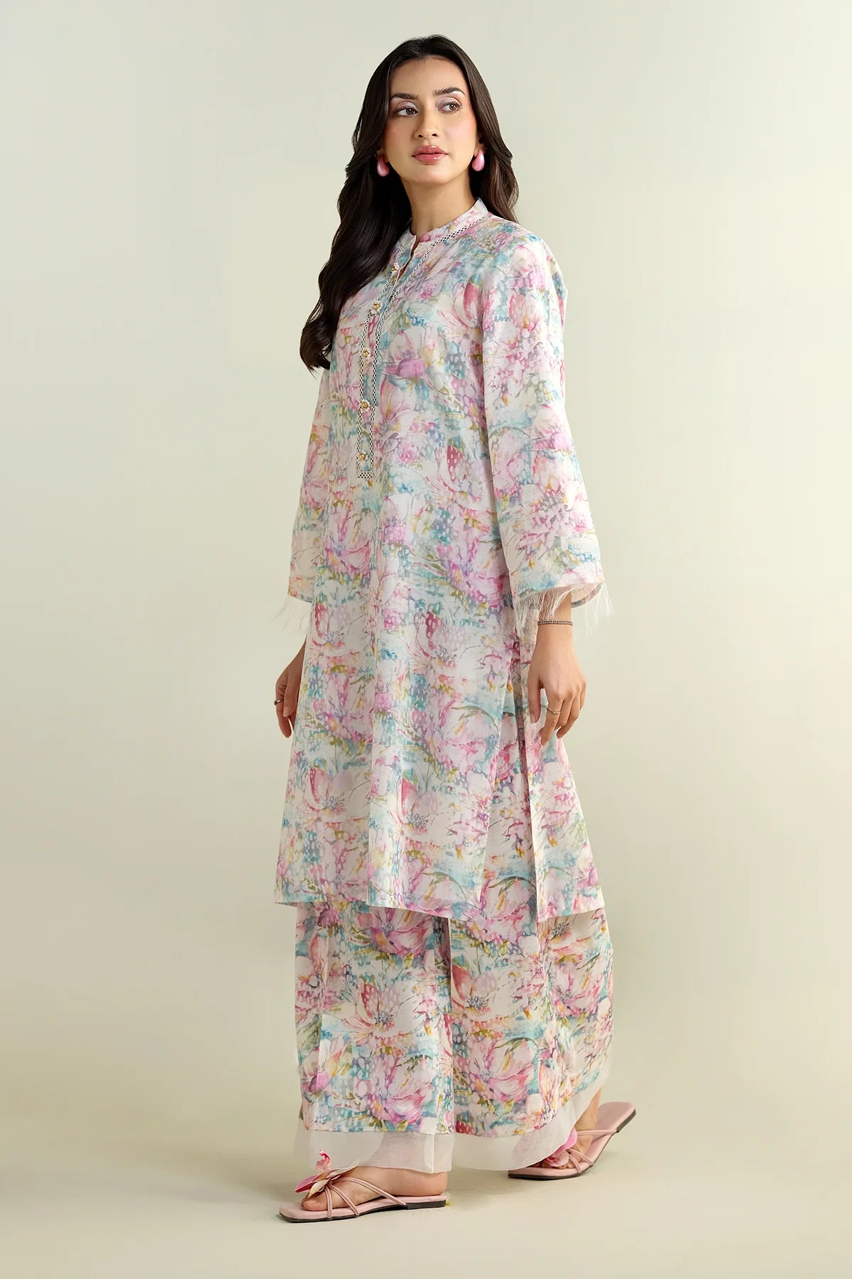 AJ Unstitched 2 Piece - Printed Suit