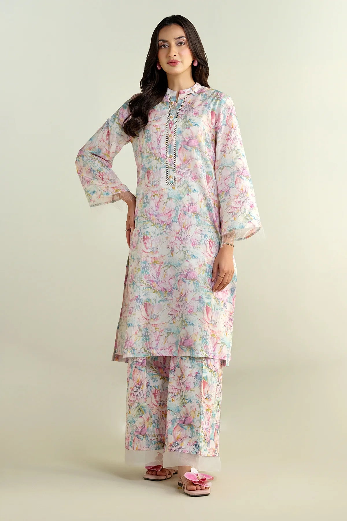 AJ Unstitched 2 Piece - Printed Suit