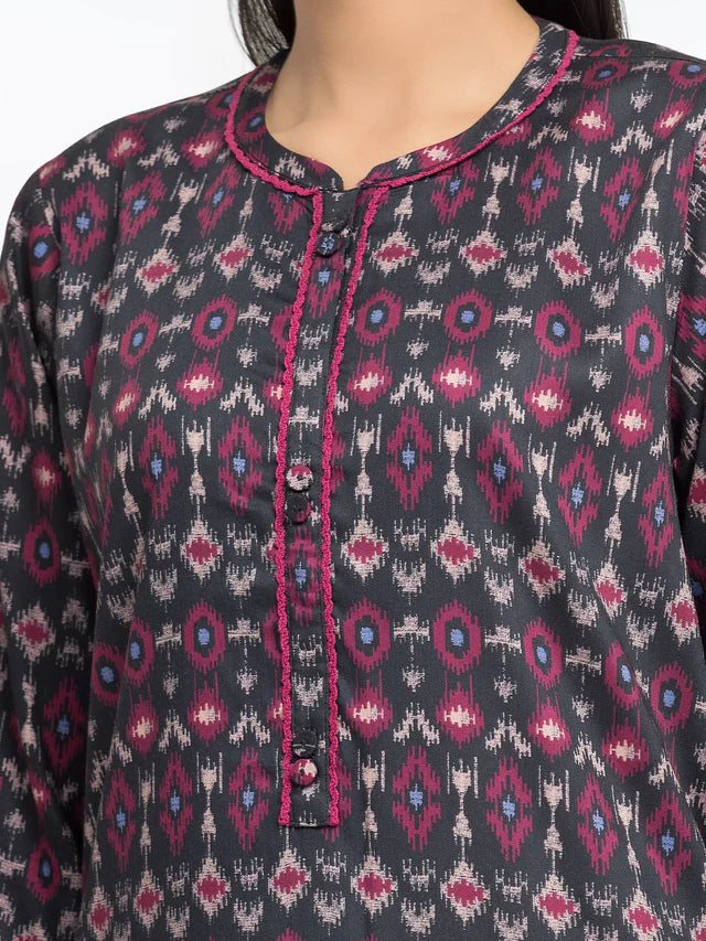 AJ  Pret 2Pc Printed Viscose Co-Ord Set
