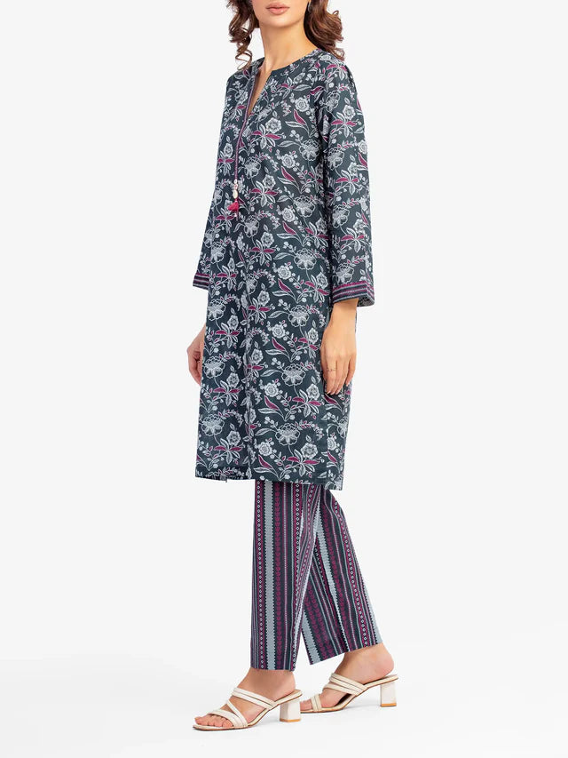AJ  Pret 2Pc Printed Lawn Shirt Trouser
