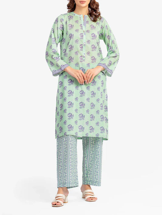 AJ  Pret 2Pc Printed Lawn Shirt Trouser