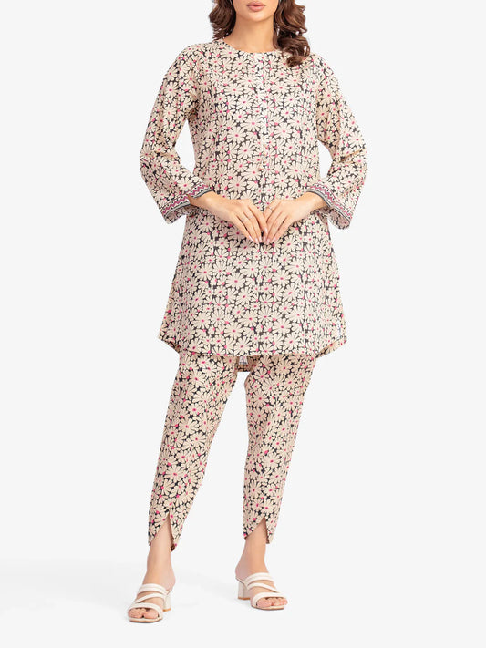 AJ  Pret 2Pc Printed Lawn Shirt Trouser