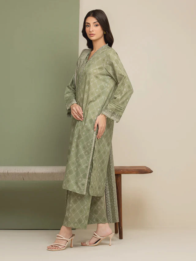 Unstitched Sage Green Printed Lawn 3 Piece