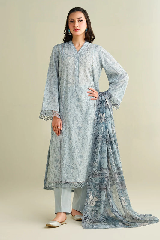 3 Piece - Printed & Embroidered Suit