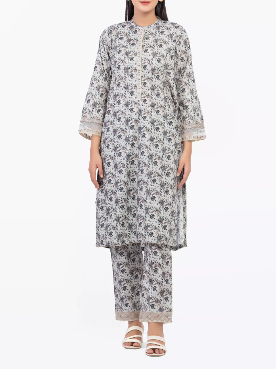 AJ  Pret Stitched 2Pc Embroidered Dobby Shirt Trouser
