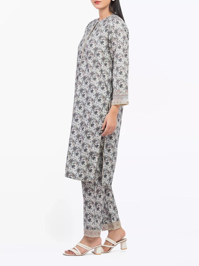 AJ  Pret Stitched 2Pc Embroidered Dobby Shirt Trouser