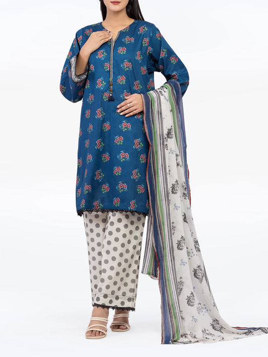 AJ  Stitched Pret 3Pc Printed Cambric Suit