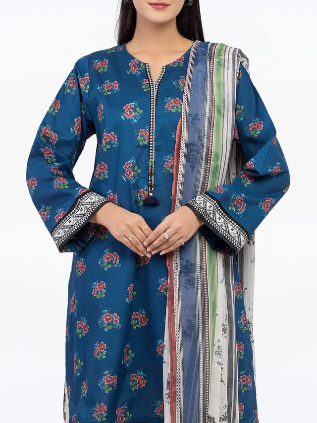AJ  Stitched Pret 3Pc Printed Cambric Suit