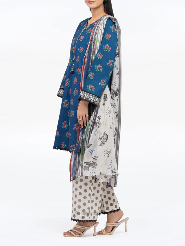 AJ  Stitched Pret 3Pc Printed Cambric Suit