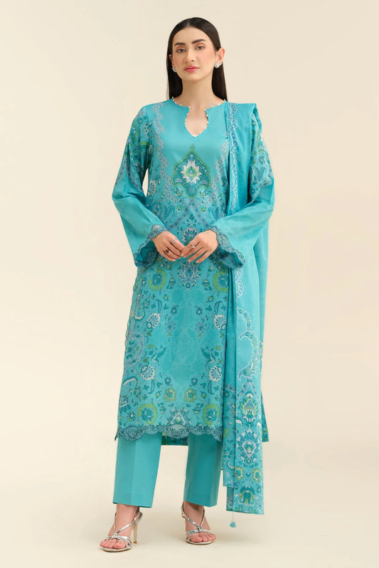 AJ  3 Piece - Printed & Embriodered Suit