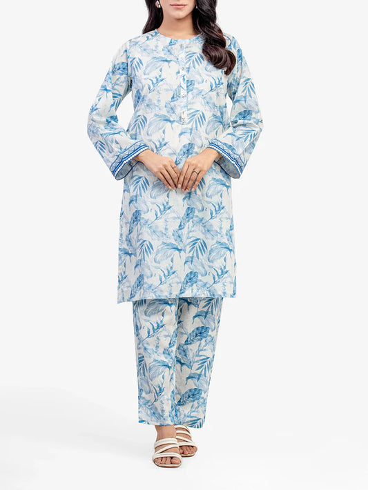 AJ  Pret 2Pc Printed Lawn Shirt Trouser