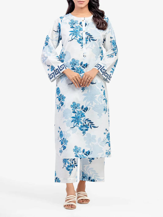 AJ  Pret 2Pc Printed Lawn Shirt Trouser