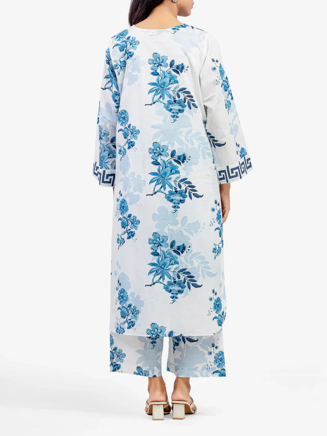 AJ  Pret 2Pc Printed Lawn Shirt Trouser